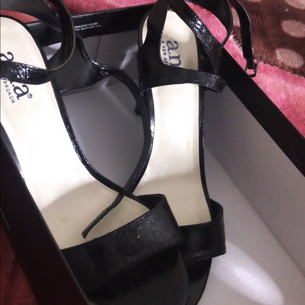Metallic black heels